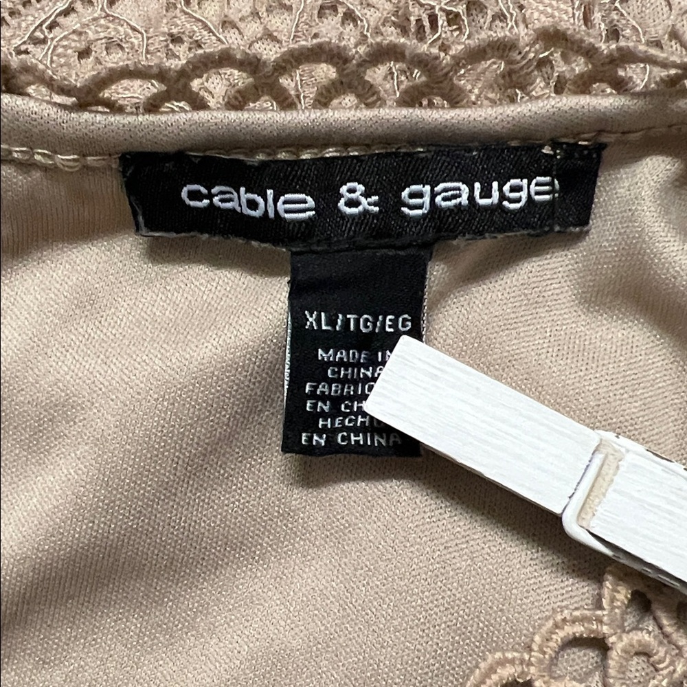 Cable & Gauge LACE Textured Sleeveless Top in COCOA BEIGE - Picture 3 of 7